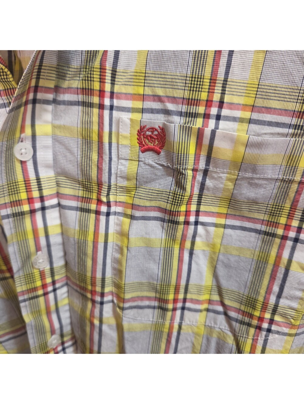 Cinch Western Button Shirt L/S Men Size Med Red Yellow & Gray Rodeo Ranch - Picture 4 of 4